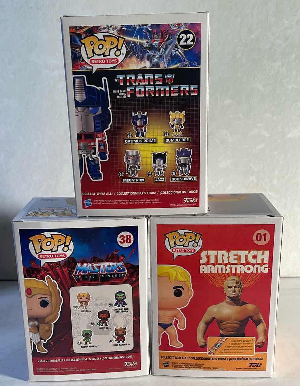 Photo 1 of NIB FUNKO POP RETRO TOYS SERIES “OPTIMUS PRIME, SHE-RA & STRETCH ARMSTRONG” - TOTAL RETAIL PRICE $39.99