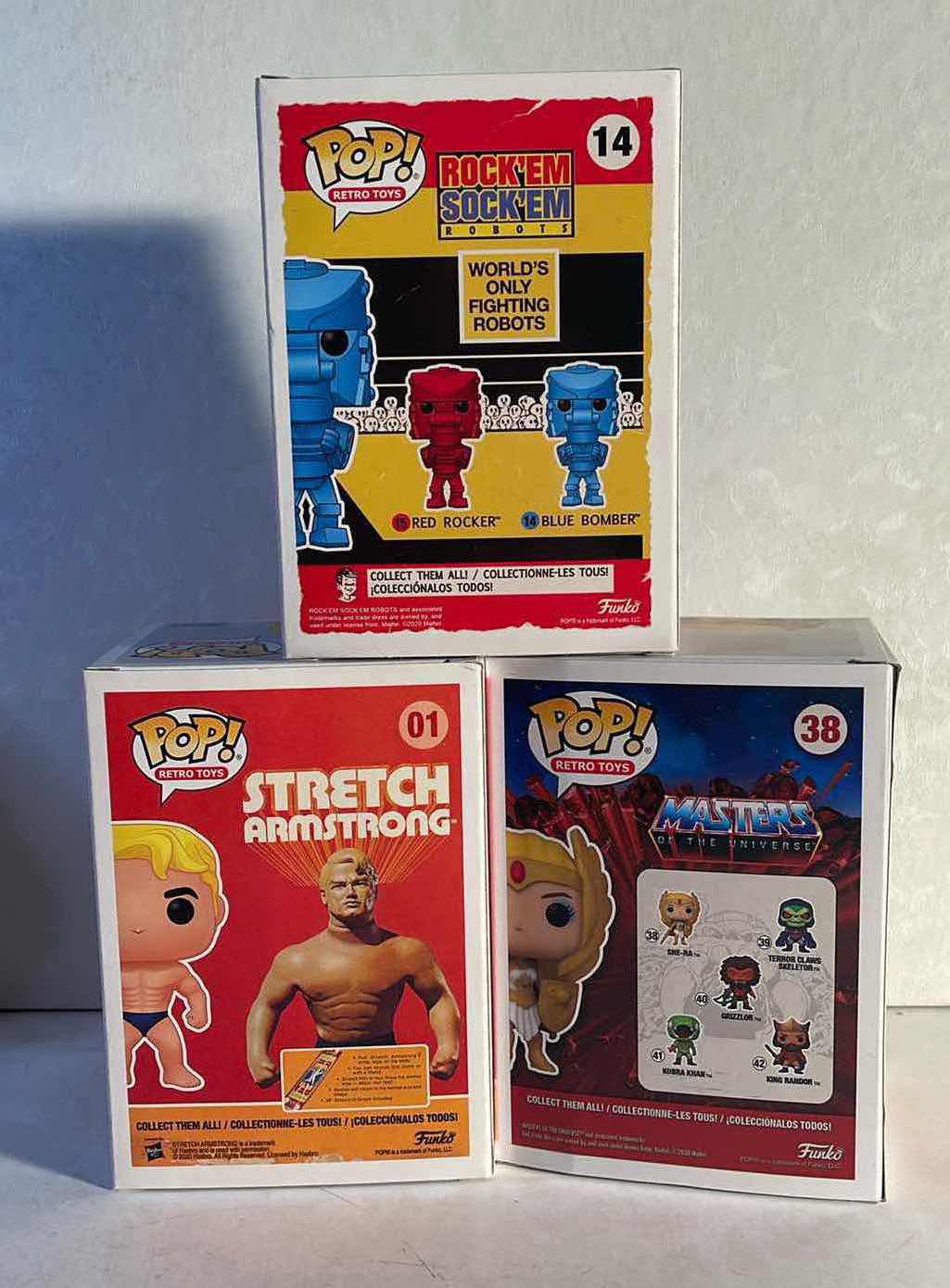 Photo 1 of NIB FUNKO POP RETRO TOYS SERIES “BLUE BOMBER, SHE-RA & STRETCH ARMSTRONG” - TOTAL RETAIL PRICE $43.99