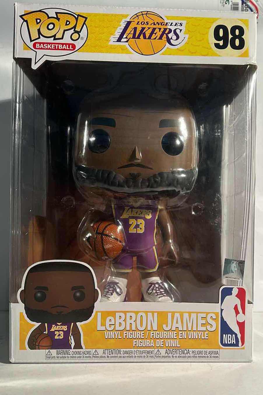Photo 1 of NIB FUNKO POP NBA BASKETBALL LOS ANGELES LAKERS “LEBRON JAMES” LARGE FIGURE- RETAIL PRICE $35.00