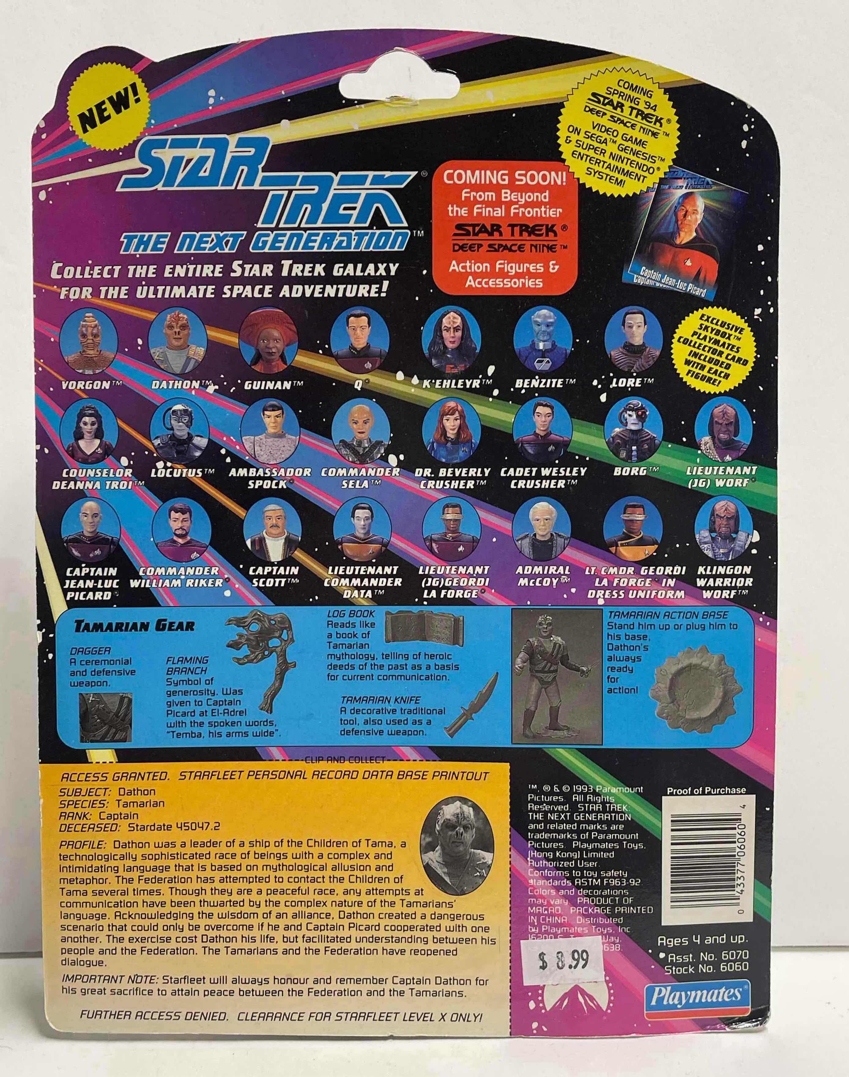 Photo 1 of NOS VINTAGE STAR TREK THE NEXT GENERATION “CAPTAIN DATHON” ACTION FIGURE- RETAIL PRICE $18.00
