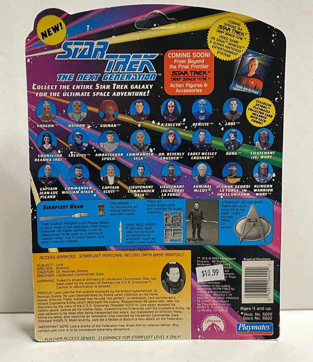 Photo 1 of NOS VINTAGE STAR TREK THE NEXT GENERATION “LORE” ACTION FIGURE- RETAIL PRICE $14.00