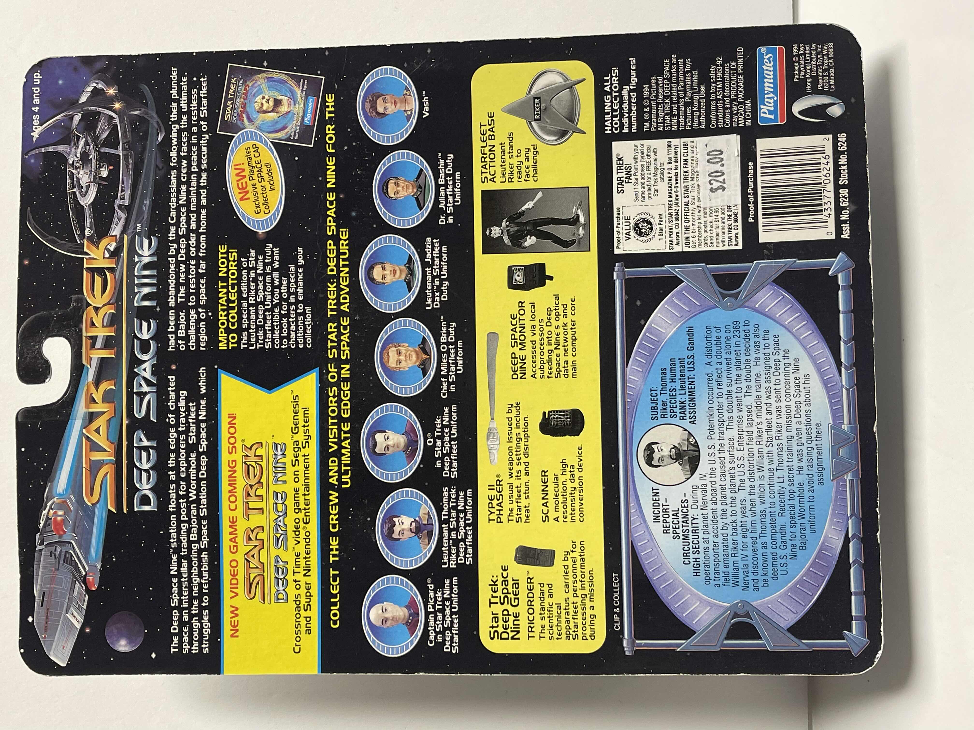 Photo 1 of 1993 PLAYMATES: STAR TREK DEEP SPACE NINE “THOMAS RIKER” ACTION FIGURE RETAIL PRICE $22.00