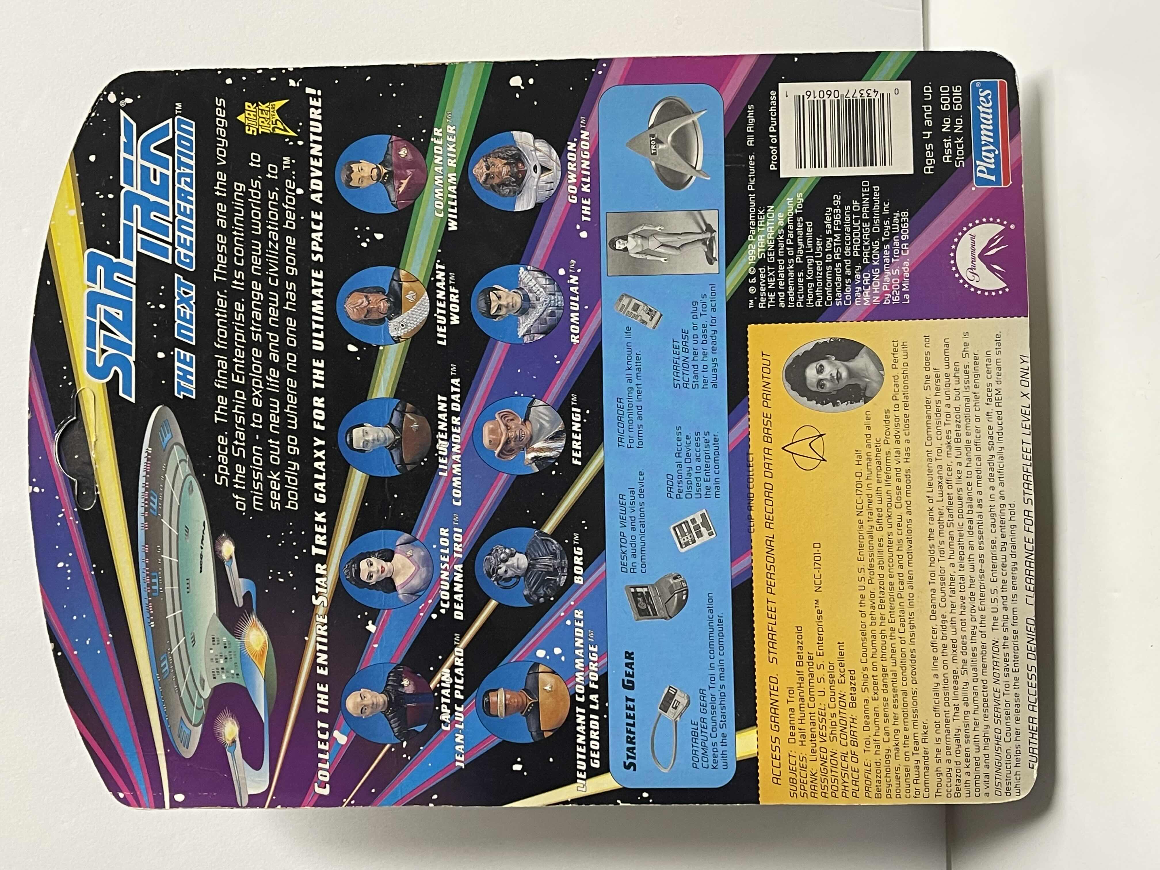 Photo 1 of NOS VINTAGE STAR TREK THE NEXT GENERATION “LIEUTENANT COMMANDER DEANNE TROI” ACTION FIGURE- RETAIL PRICE $11.00