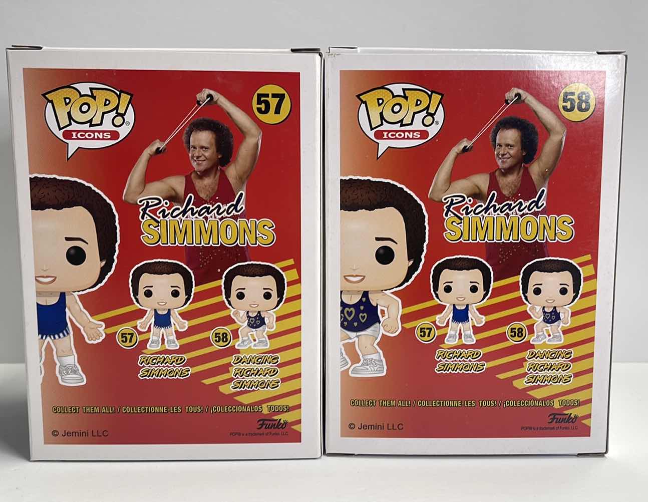 Photo 1 of NIB FUNKO POP ICONS SERIES “ RICHARD SIMMONS & DANCING RICHARD SIMMONS”TOTAL RETAIL PRICE $24.00