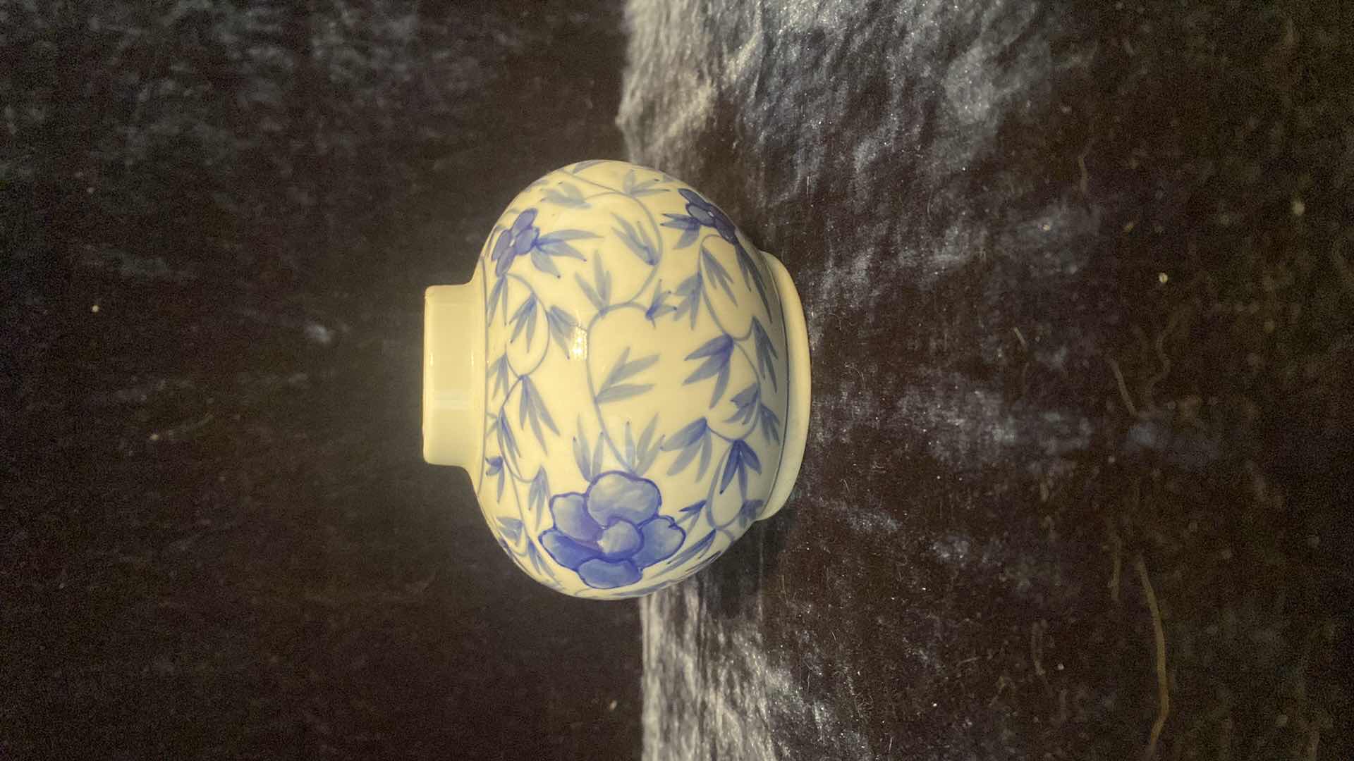 Photo 1 of PORCELAIN WHITE AND BLUE GLASS VASE