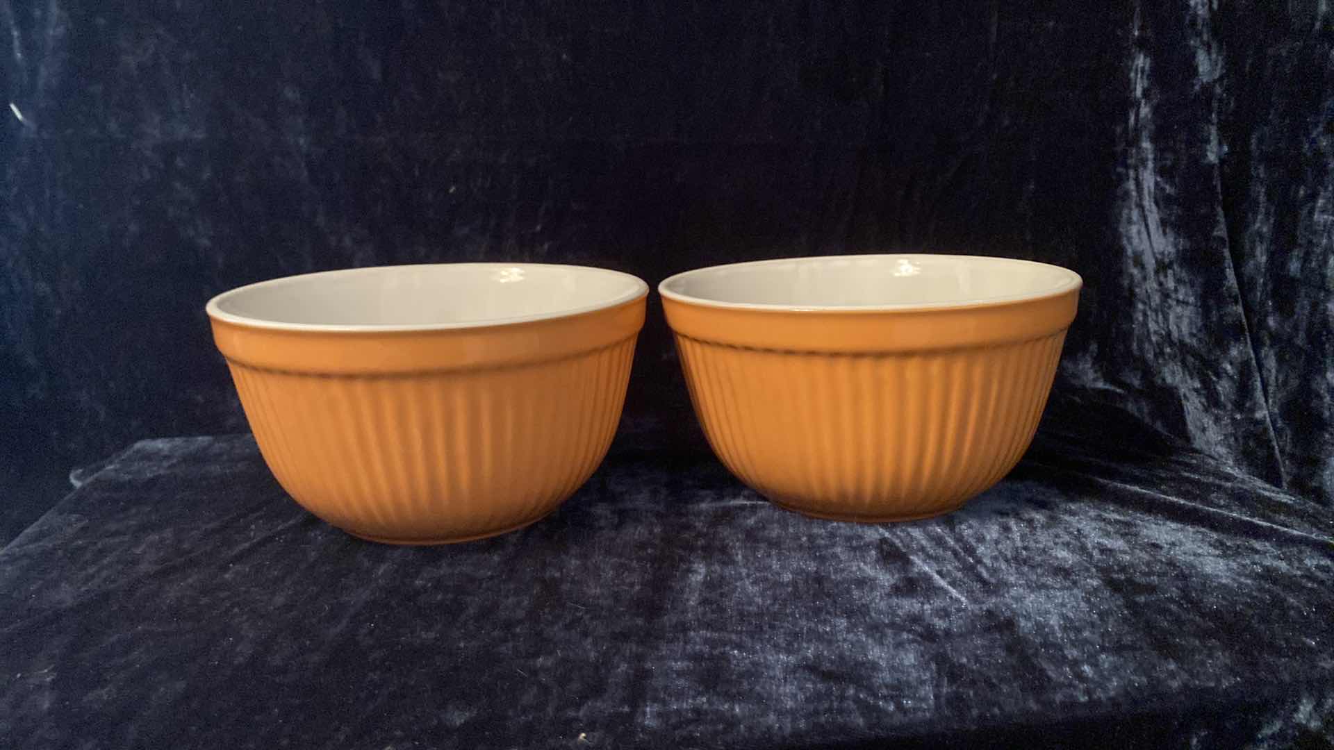 Photo 3 of 2 ORANGE RIBBED MIXING BOWLS