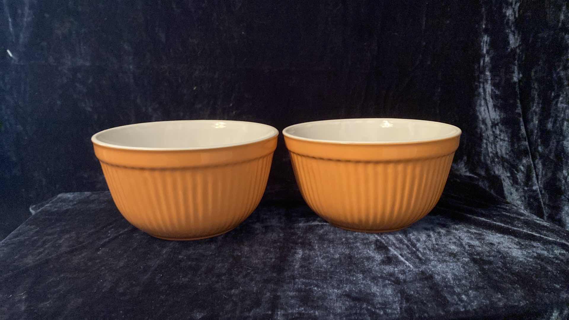 Photo 4 of 2 ORANGE RIBBED MIXING BOWLS