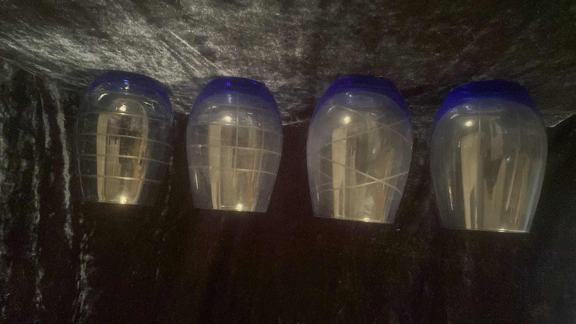 Photo 1 of 4 BLUE STEMLESS WINE GLASSES