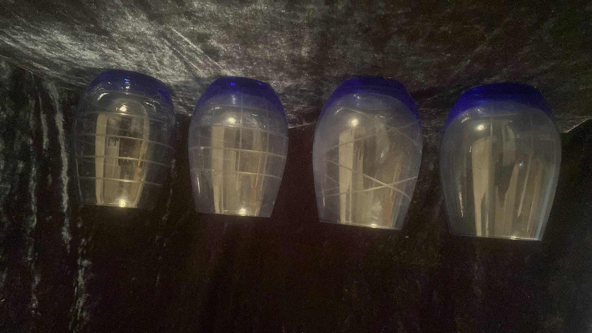 Photo 1 of 4 BLUE STEMLESS WINE GLASSES