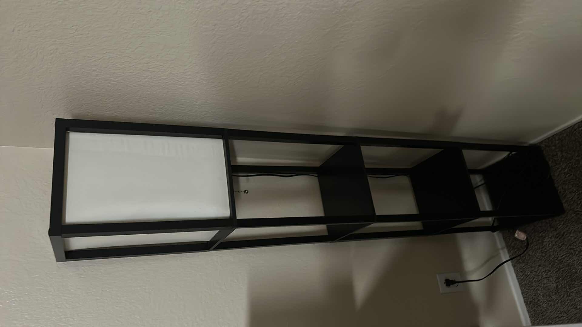 Photo 1 of BLACK WOOD MODERN STANDING LAMP WITH SHELVES