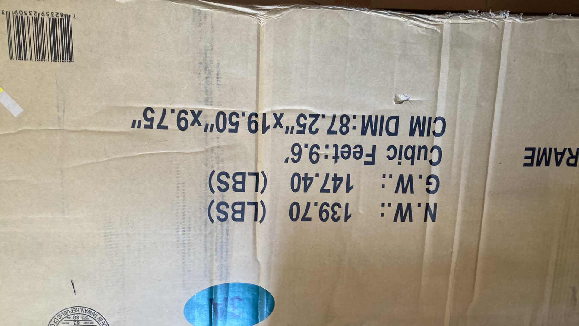 Photo 1 of METAL CANOPY BED WITH UPHOLSTERED HEADBOARD - KING SIZE OVERALL DIMENSIONS: 86 IN. LENGTH X 80.5 IN. WIDTH X 83 IN. HEIGHT TUFTED HEADBOARD - NEW IN BOX
