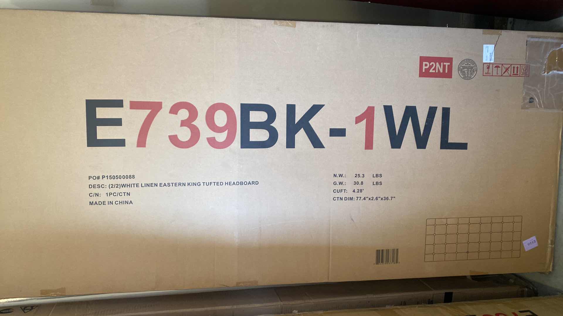 Photo 1 of METAL CANOPY BED WITH UPHOLSTERED HEADBOARD - KING SIZE OVERALL DIMENSIONS: 86 IN. LENGTH X 80.5 IN. WIDTH X 83 IN. HEIGHT TUFTED HEADBOARD - NEW IN BOX
