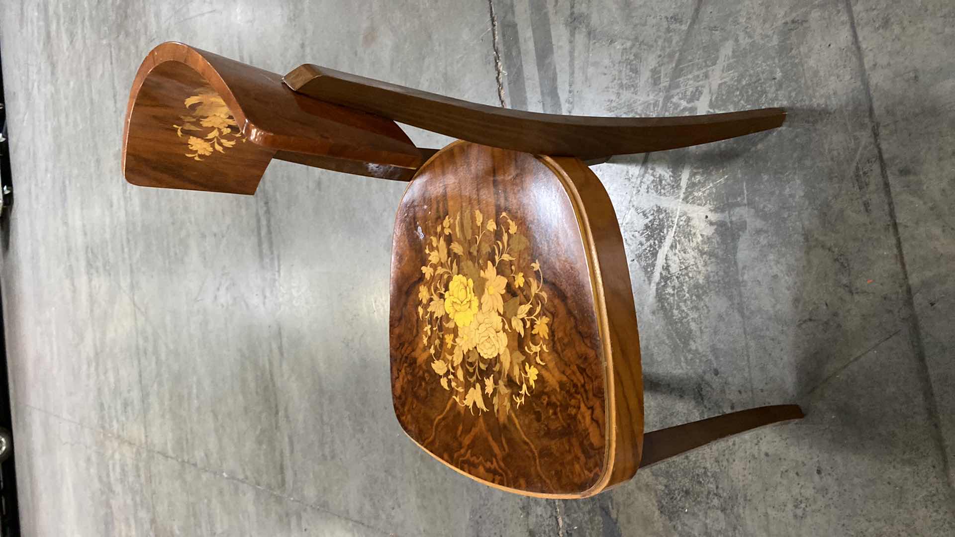 Photo 1 of ANTIQUE DINING CHAIR WITH FLORAL DETAIL AND LACQUER FINISH (4 AVAILABLE SEPARATELY AND TABLE SEPARATE)