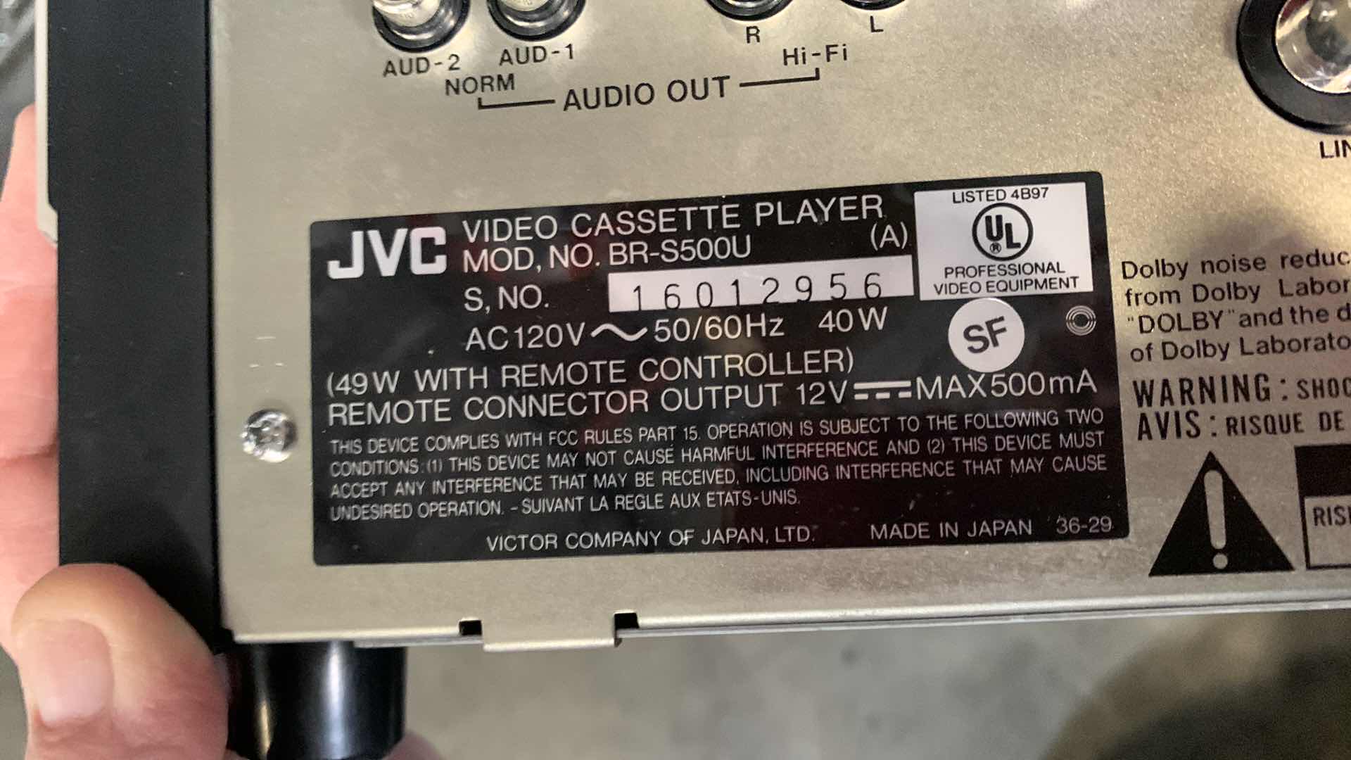 Photo 1 of JVC PROFESSIONAL S HI-FI VHS