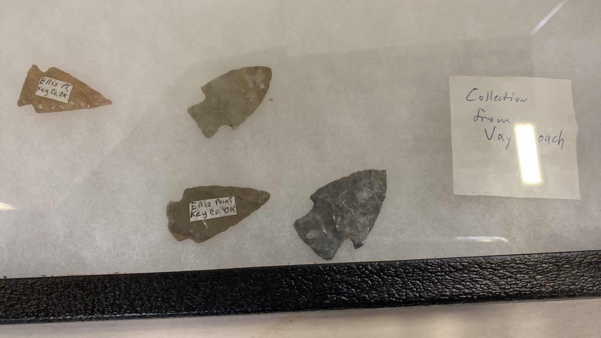 Photo 1 of SHADOW BOX OF ASSORTED ARROWHEADS 20” X 14”