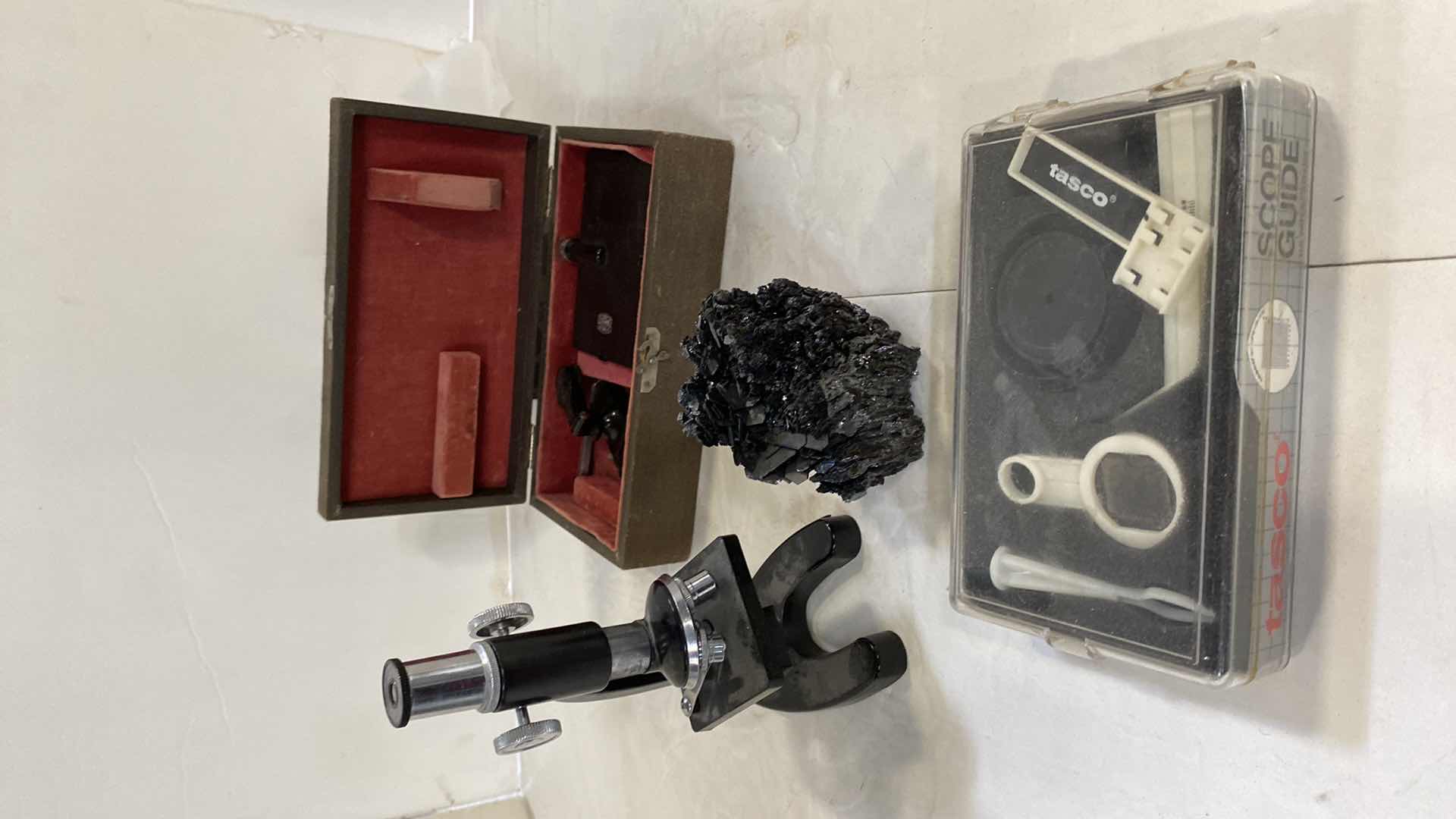 Photo 1 of ASSORTED MICROSCOPE ITEMS AND ROCK