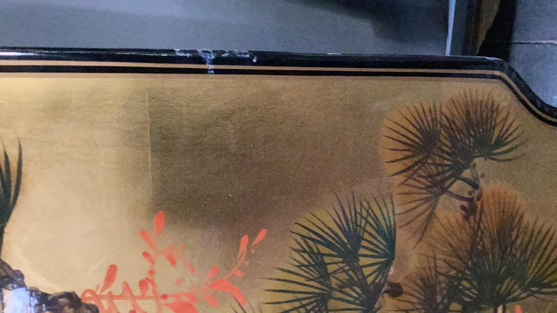 Photo 1 of CHINESE LACQUER STORK ART 40” X 30”