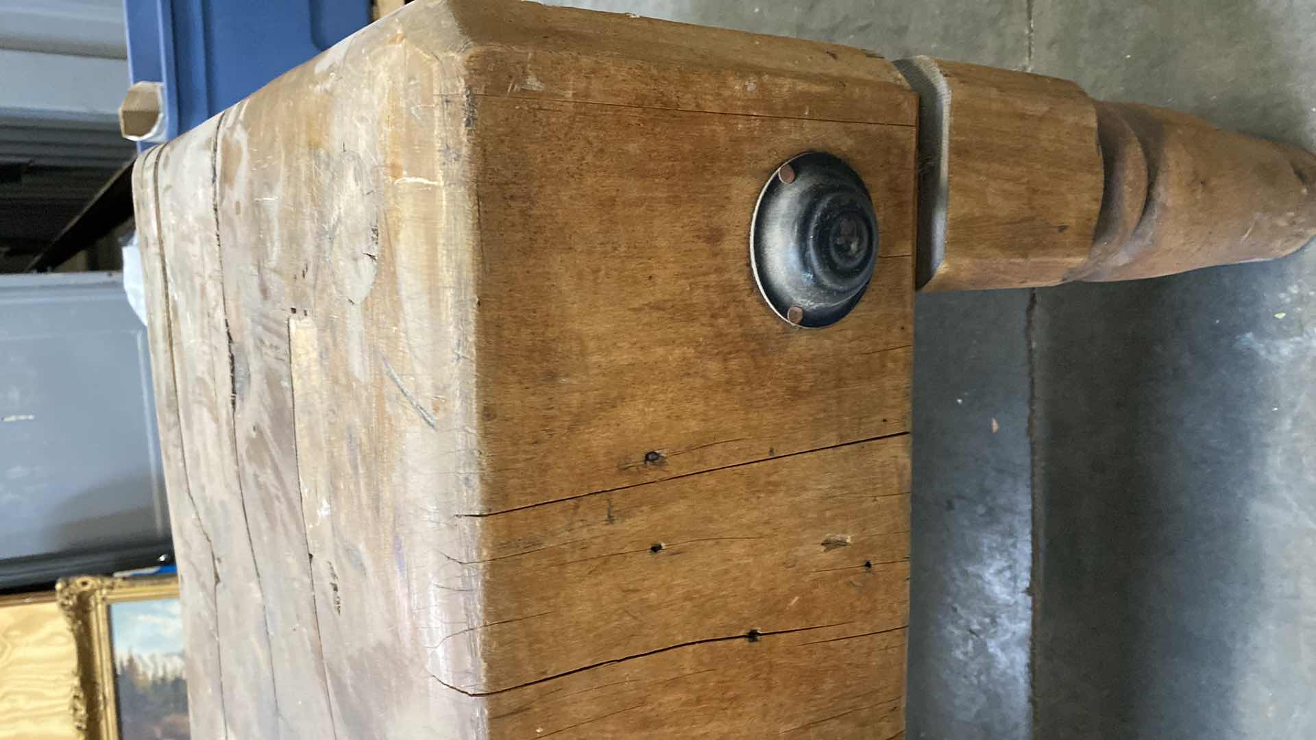 Photo 4 of ANTIQUE BUTCHER BLOCK TABLE  36”X 24” H27”