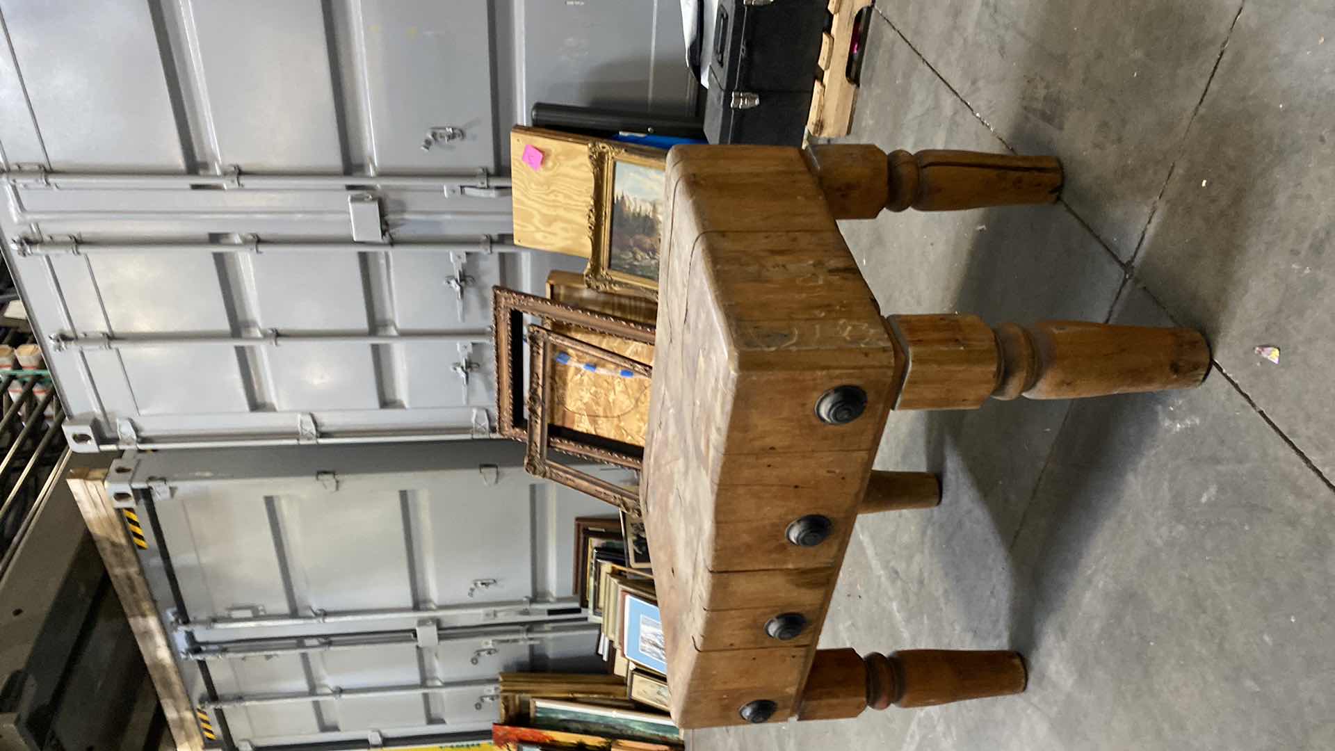 Photo 2 of ANTIQUE BUTCHER BLOCK TABLE  36”X 24” H27”