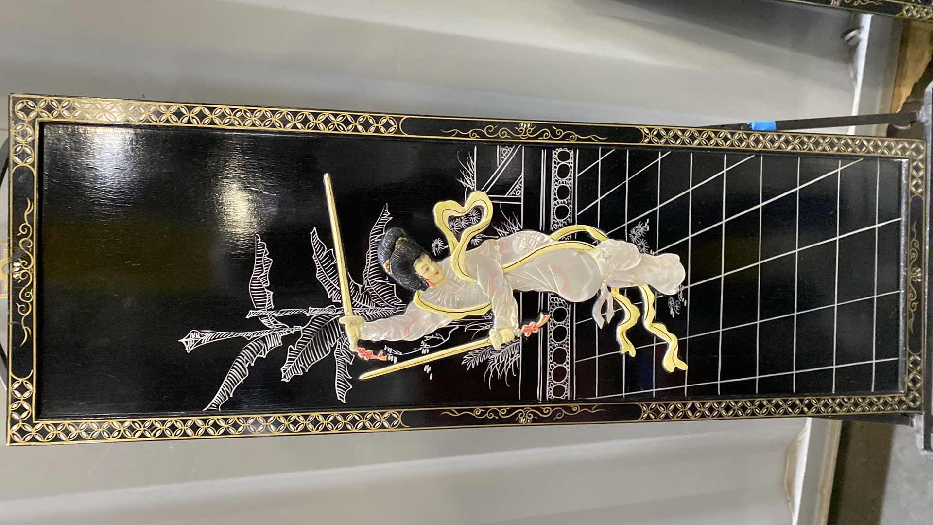 Photo 1 of PAIR OF CHINESE WALL PANELS 11” X 36” EACH (STAND NOT INCLUDED)