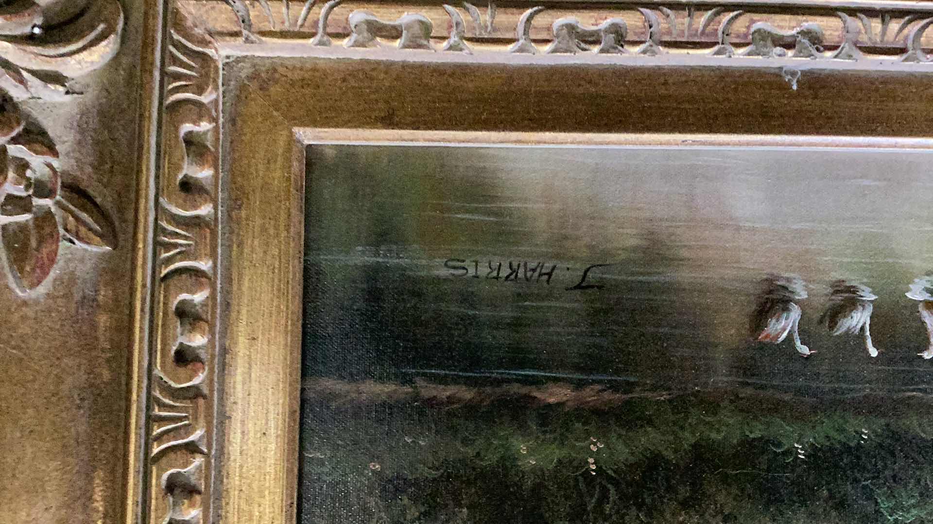 Photo 1 of ORNATE GOLD FRAMED SIGNED OILPAINTING 44” X 32”