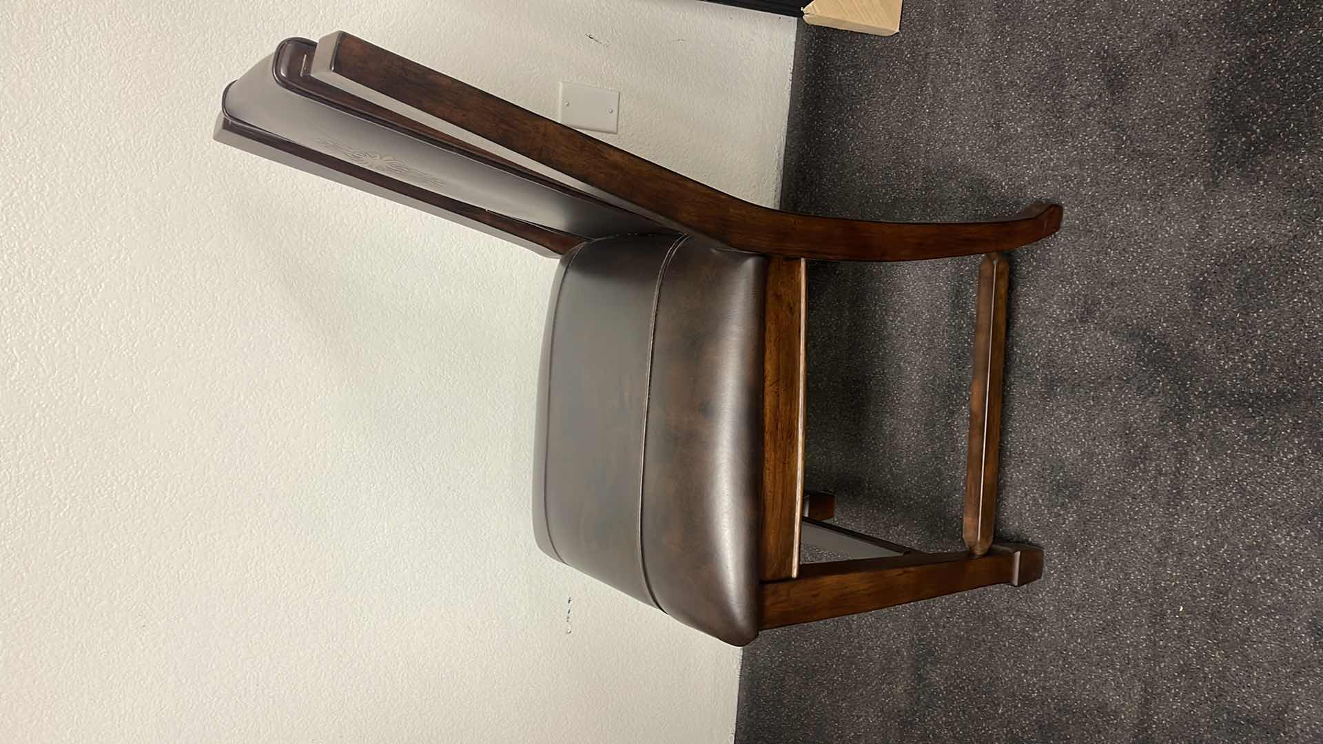 Photo 1 of DARK WOOD W LEATHER SIDE CHAIR