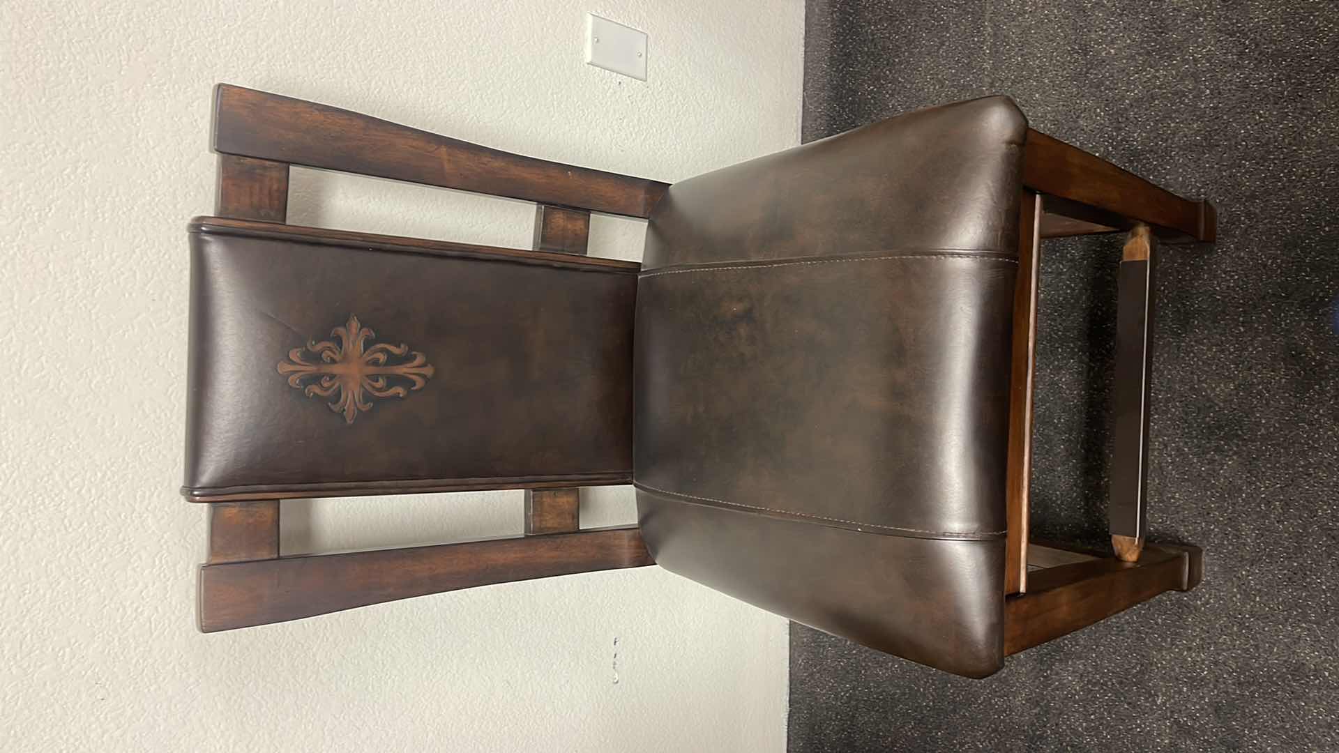 Photo 1 of DARK WOOD W LEATHER SIDE CHAIR