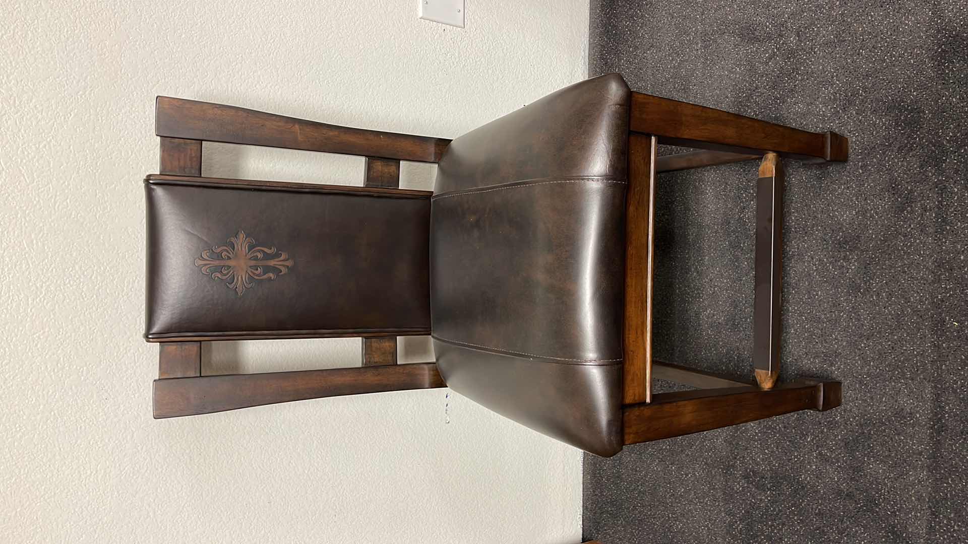 Photo 1 of DARK WOOD W LEATHER SIDE CHAIR