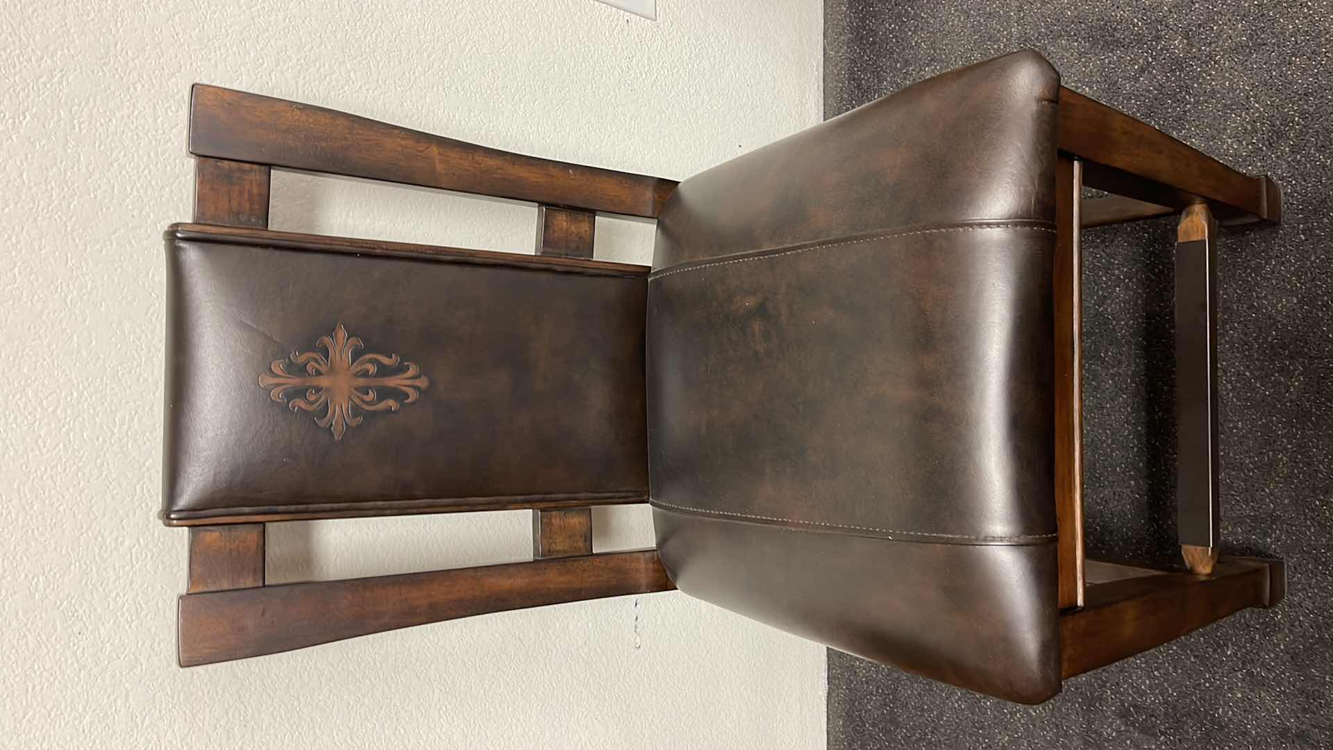 Photo 1 of DARK WOOD W LEATHER SIDE CHAIR