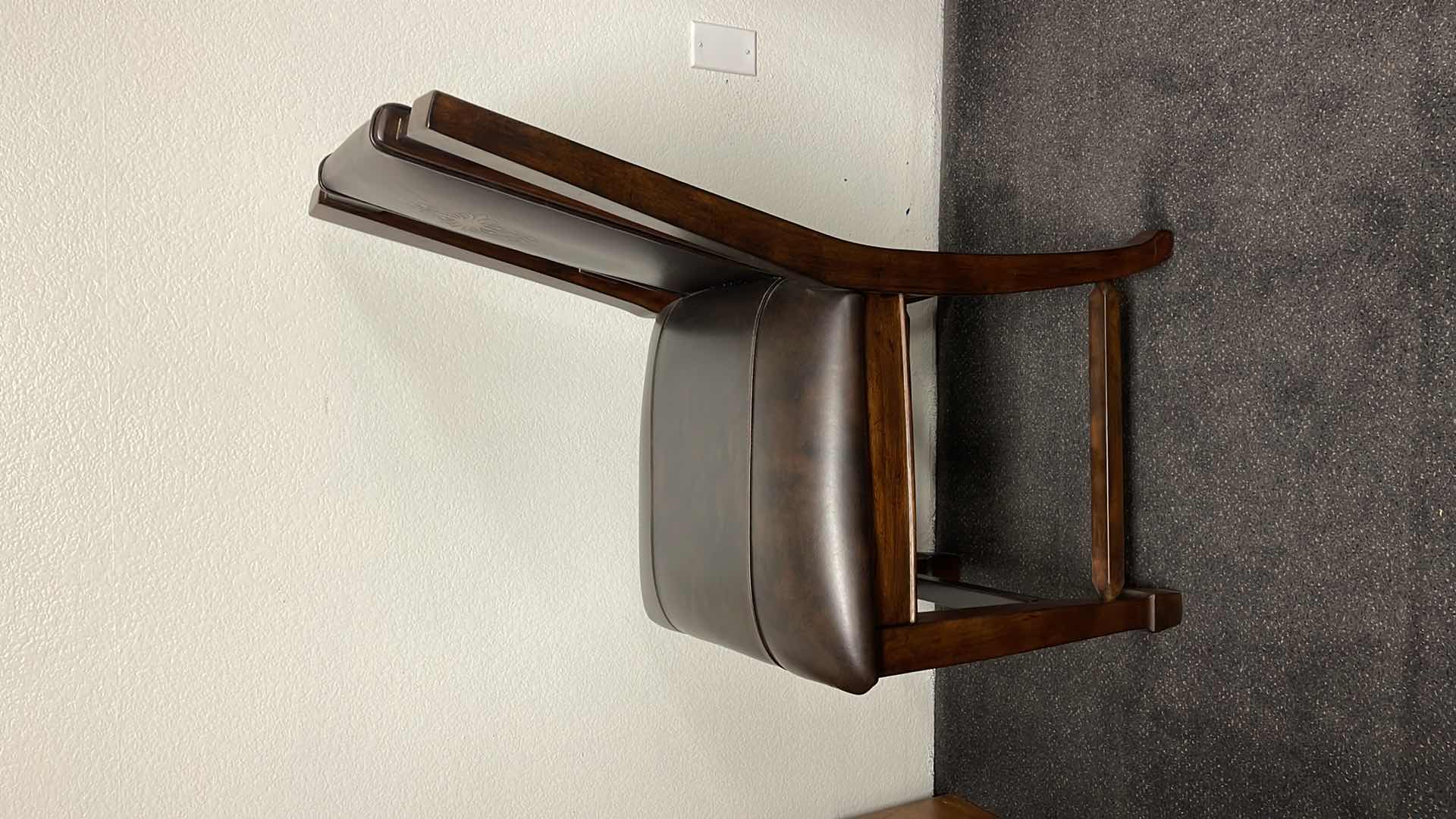 Photo 3 of DARK WOOD W LEATHER SIDE CHAIR