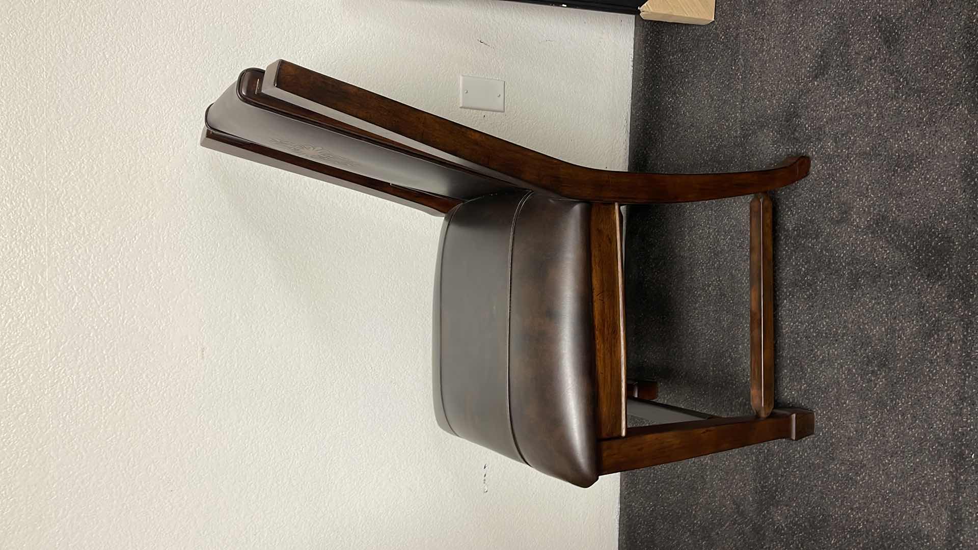Photo 1 of WOOD BASE DINING CHAIR W LEATHER SEAT & BACK