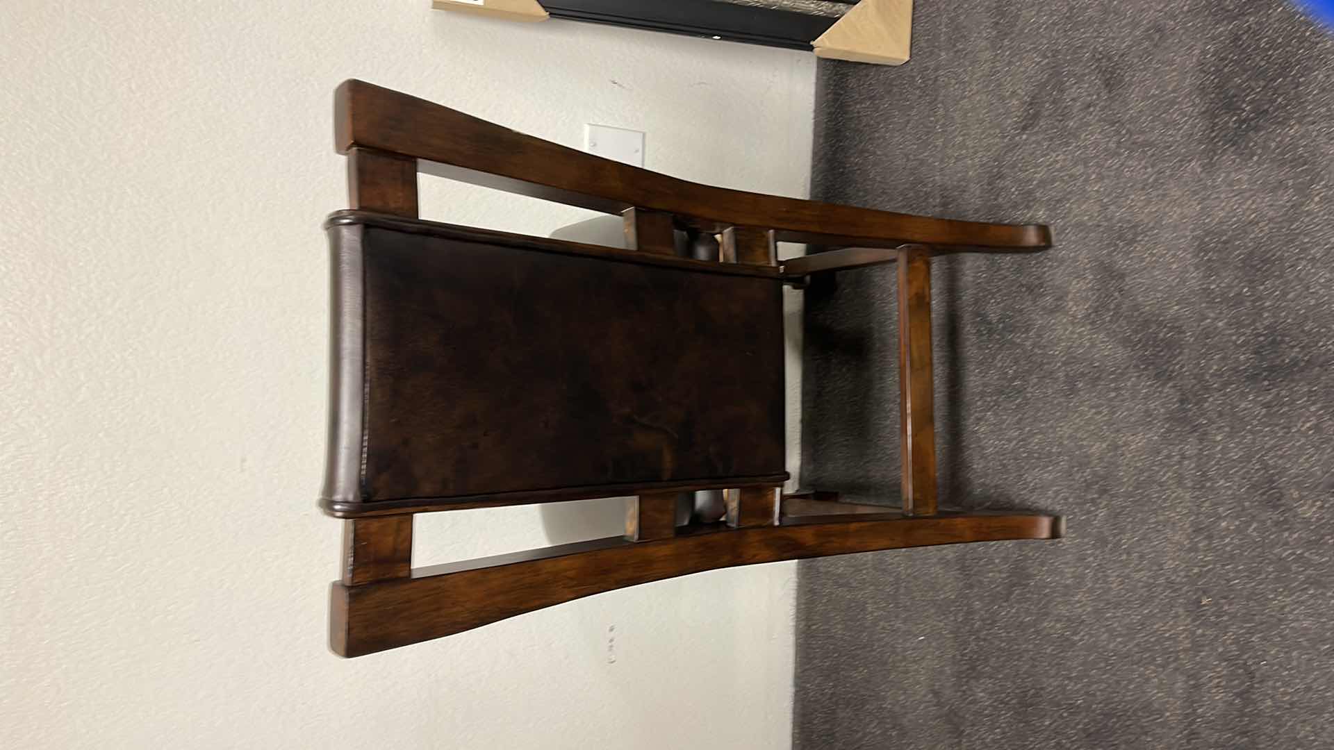 Photo 1 of DARK WOOD W. LEATHER SIDE CHAIR