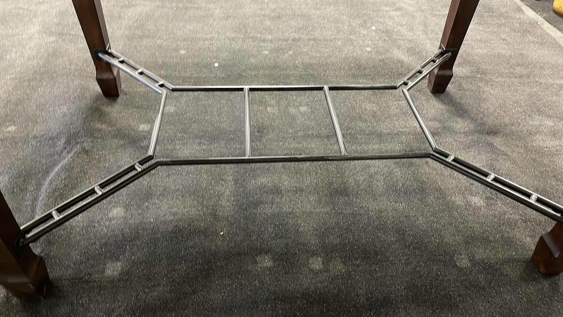 Photo 1 of DARK WOOD SLATE TOP DINING TABLE 64” X 46” H36” (CHAIRS SOLD SEPARATELY)