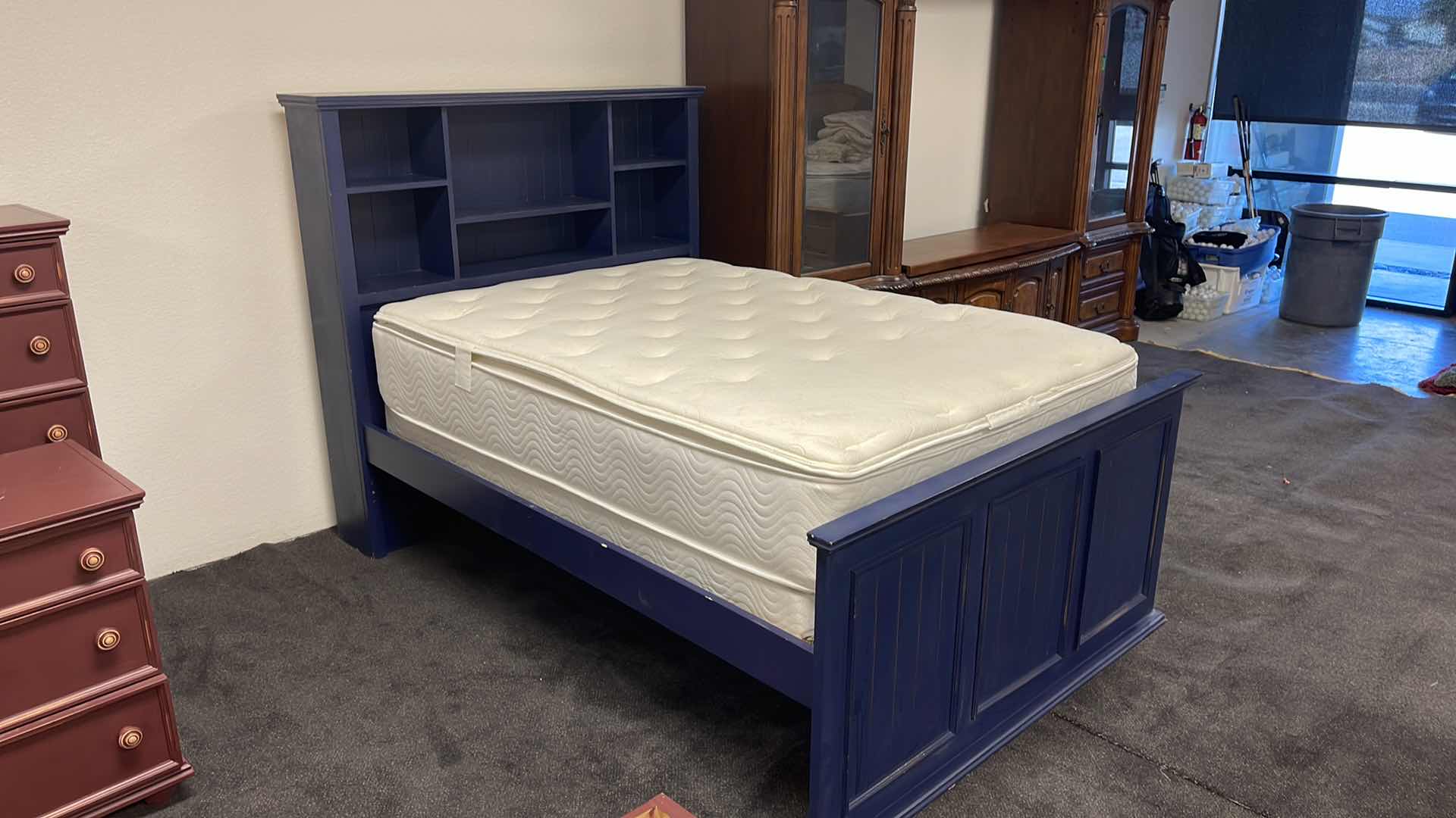 Photo 1 of ROYAL BLUE WOOD FARMHOUSE STYLE DOUBLE BED FRAME (MATTRESS SOLD SEPARATELY)