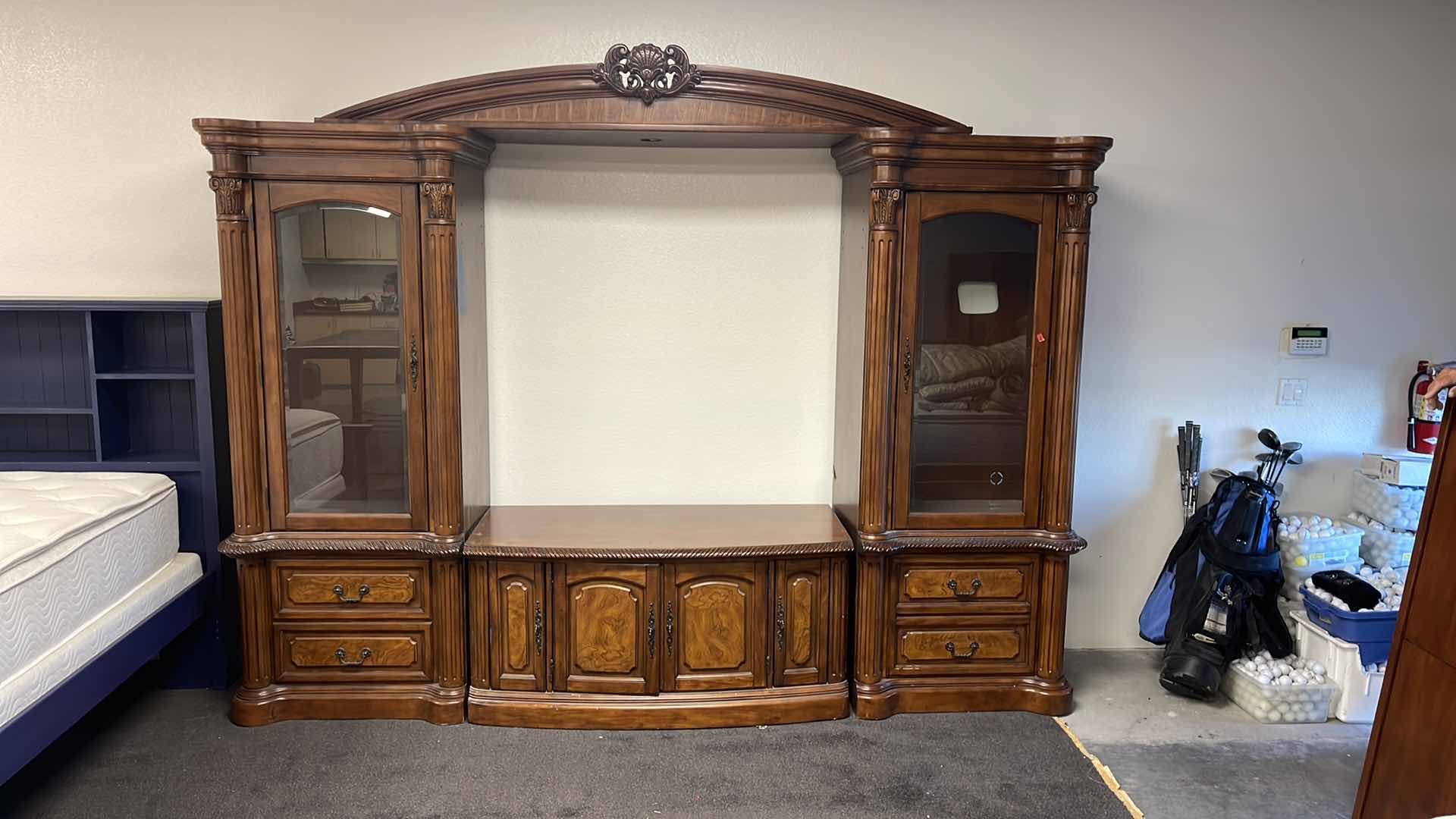 Photo 1 of 4 PC WOOD BASE ENTERTAINMENT CENTER 121” X 27” H94”