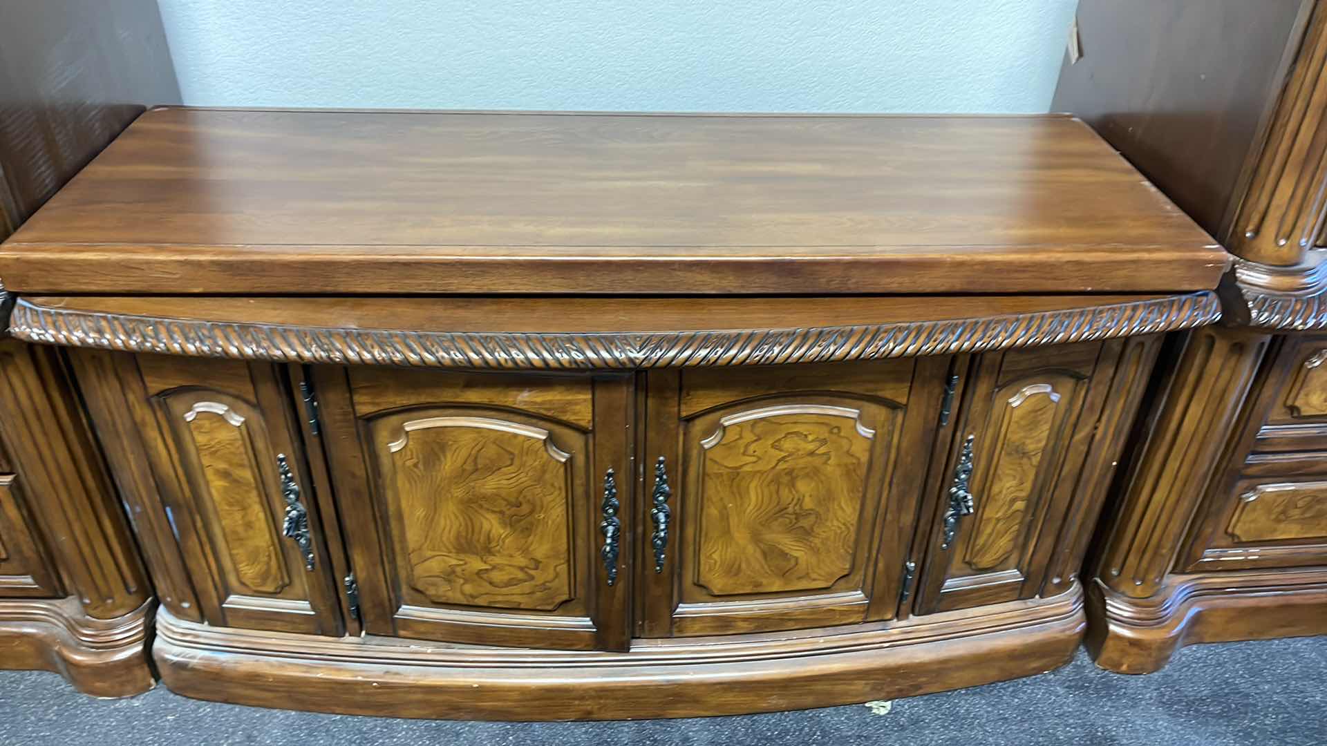 Photo 1 of 4 PC WOOD BASE ENTERTAINMENT CENTER 121” X 27” H94”