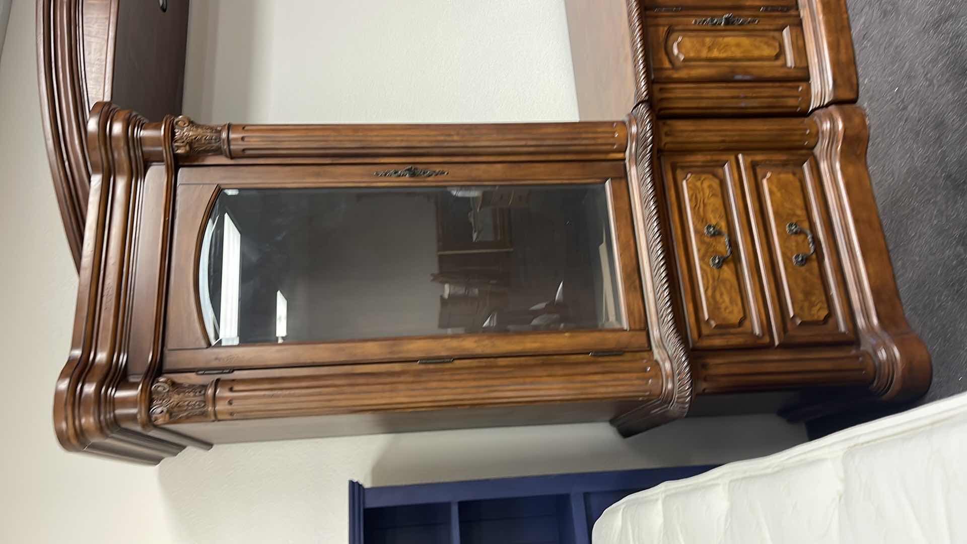 Photo 2 of 4 PC WOOD BASE ENTERTAINMENT CENTER 121” X 27” H94”