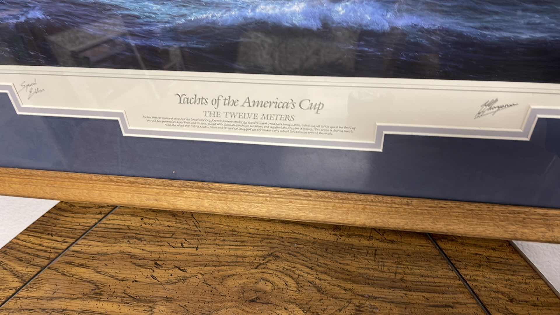 Photo 1 of WOOD FRAMED YACHTS OF THE AMERICAN CUP “THE WELVE METERS” W AUTOGRAPHS 30” X 25”