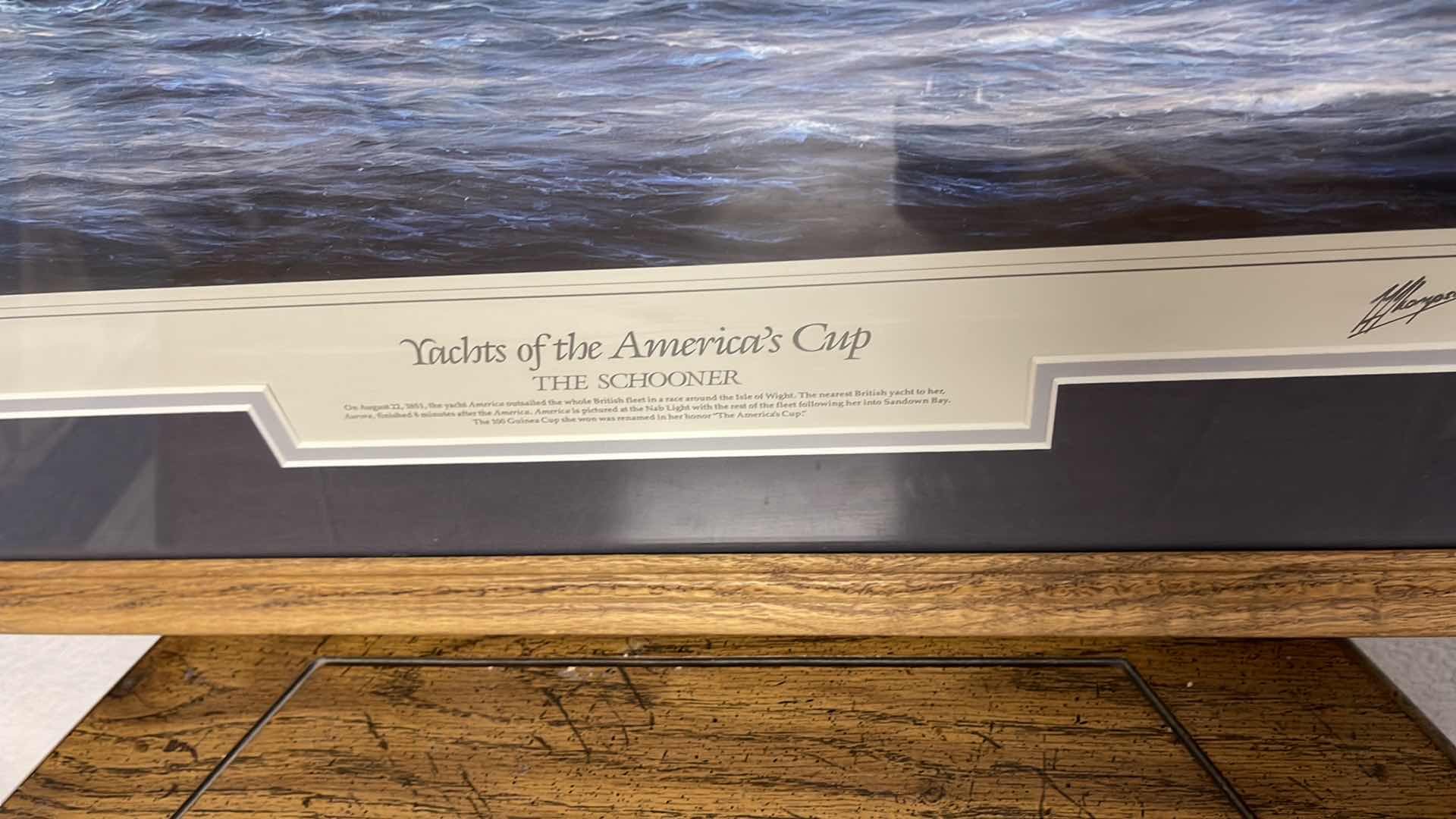 Photo 3 of WOOD FRAMED YACHTS OF THE AMERICAN CUP “THE SCHOONER” W AUTOGRAPHS 30” X 25”