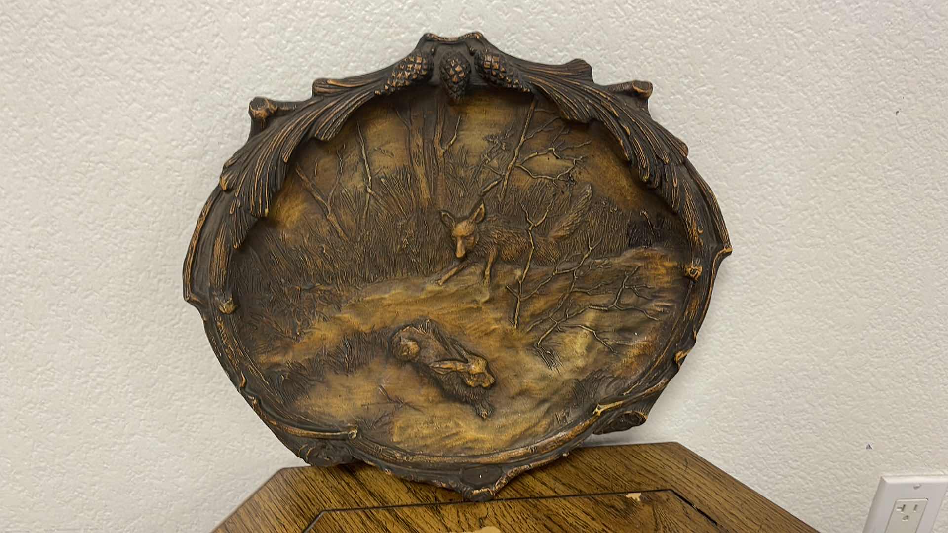 Photo 1 of WOOD BASE CARVED ANIMAL DECOR 16” X 14”