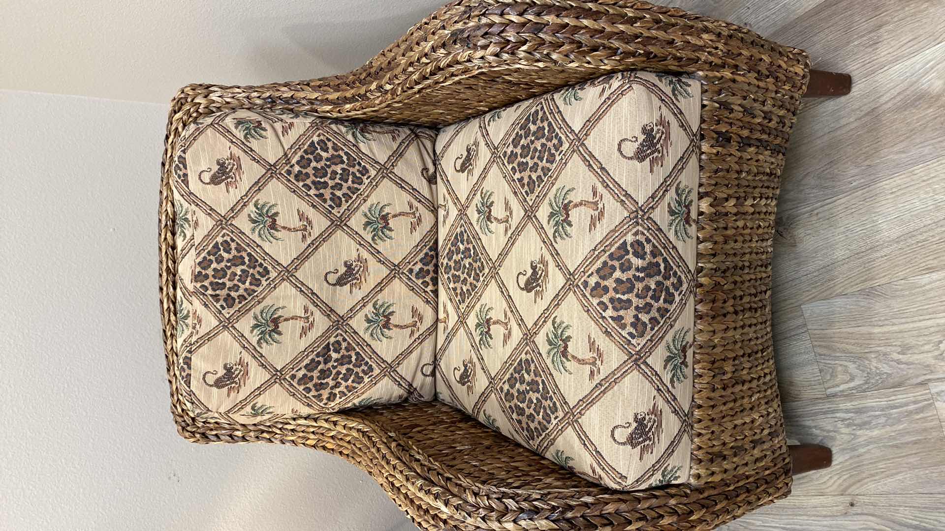 Photo 1 of TOMMY BAHAMA CHAIR TROPICAL UPHOLSTERY WITH RATTAN