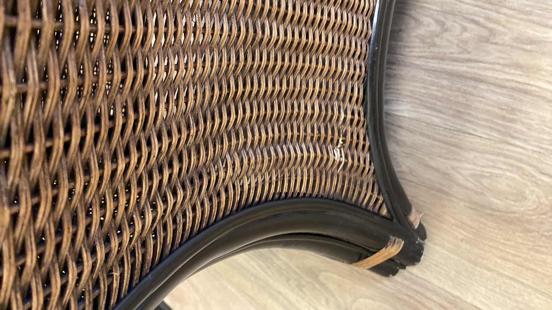 Photo 1 of TOMMY BAHAMA OTTOMAN GOLD PALM UPHOLSTERY AND RATTAN 21” X H19”