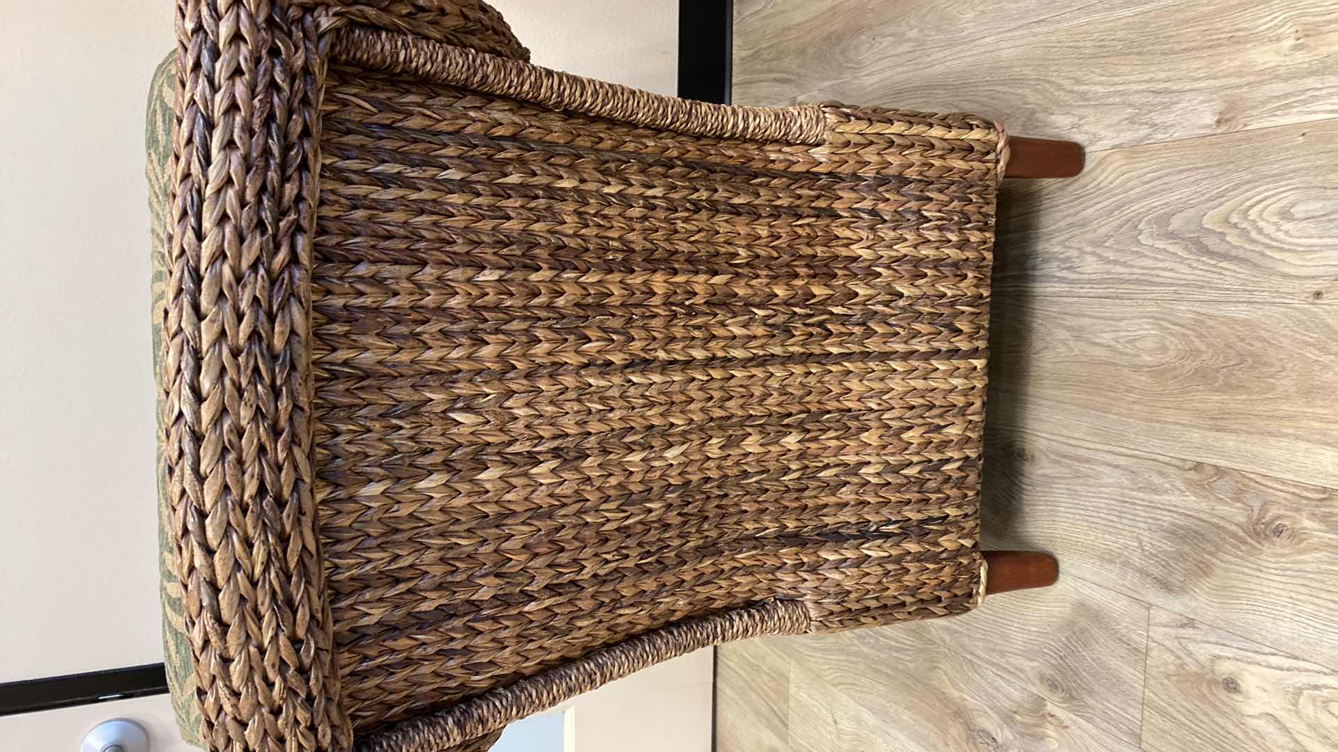 Photo 1 of TOMMY BAHAMA CHAIR GREEN AND GOLD TROPICAL UPHOLSTERY WITH RATTAN
