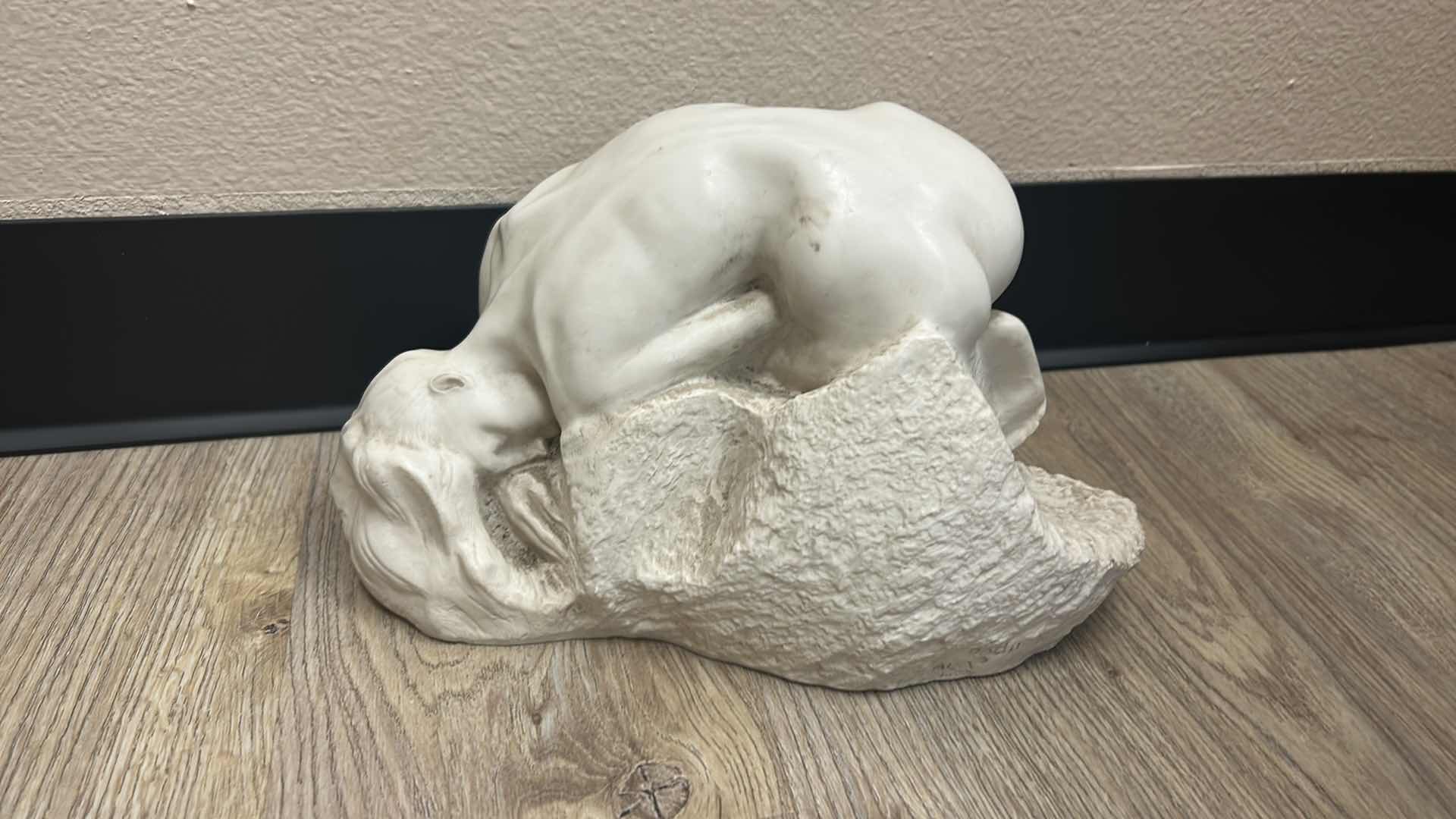 Photo 1 of HEAVY RESIN IVORY SCULPTURE OF A WOMAN 13” x 8”