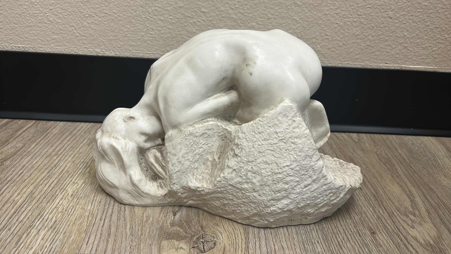 Photo 1 of HEAVY RESIN IVORY SCULPTURE OF A WOMAN 13” x 8”