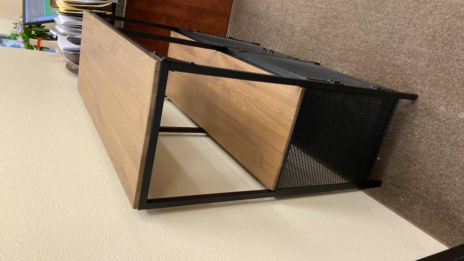 Photo 1 of 3 SHELF BOOK/DISPLAY SHELF WITH BLACK GRID DOORS 39” X 14” H37”