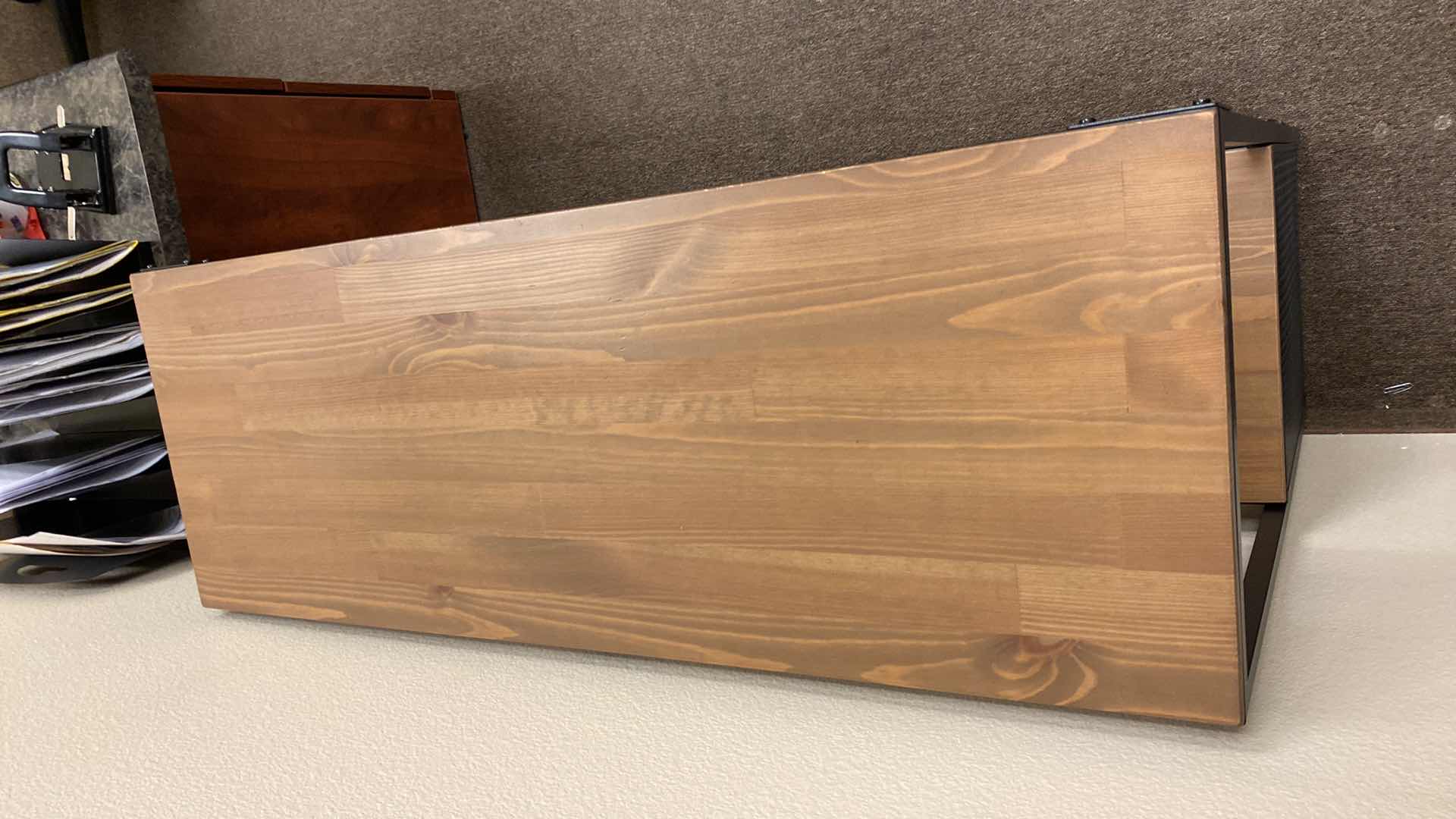 Photo 1 of 3 SHELF BOOK/DISPLAY SHELF WITH BLACK GRID DOORS 39” X 14” H37”