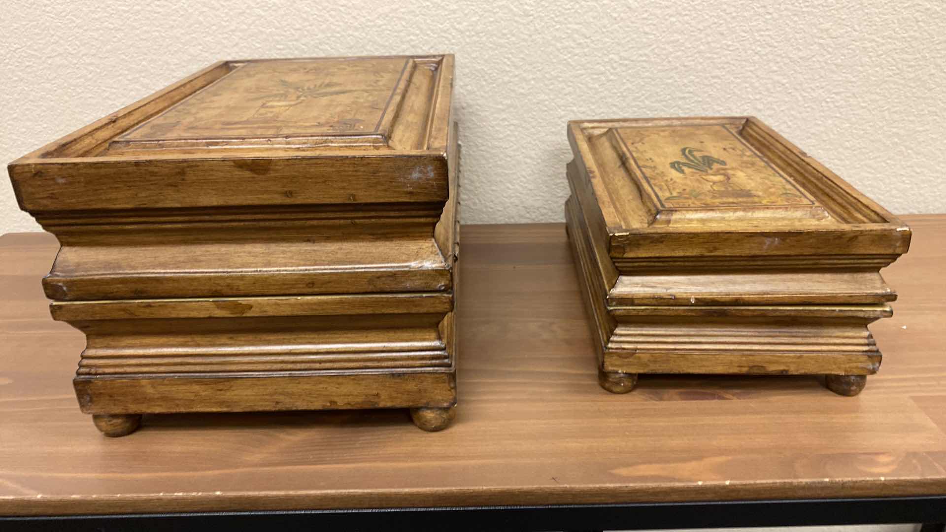 Photo 1 of PAIR OF TROPICAL STYLE BOXES LARGEST 8” X 12” H6.5”