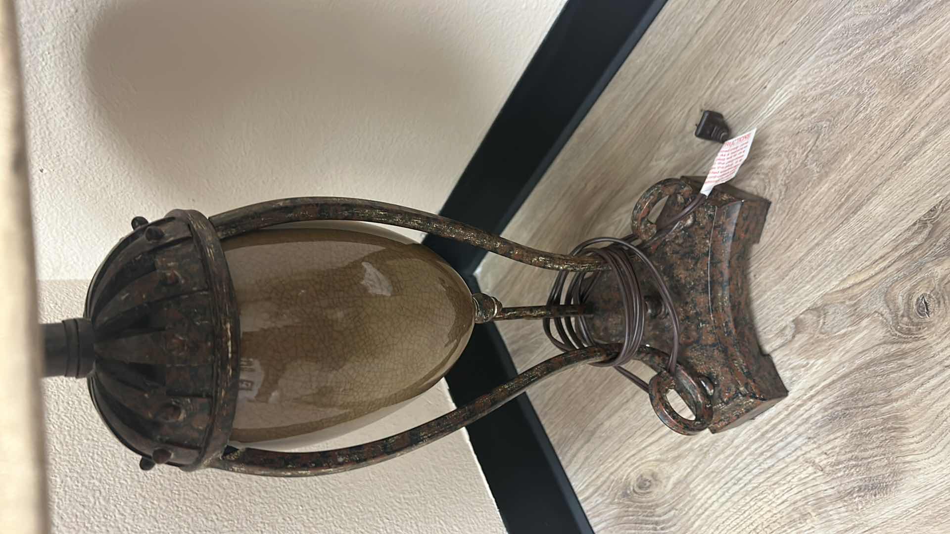 Photo 1 of METAL AND CERAMIC LAMP WITH FAUX SUEDE SHADE H34”