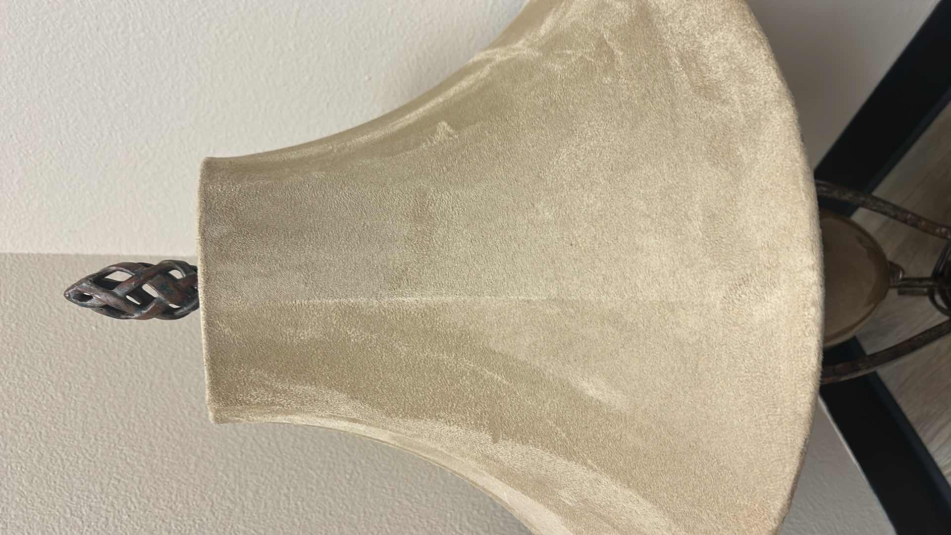 Photo 1 of METAL AND CERAMIC LAMP WITH FAUX SUEDE SHADE H34”